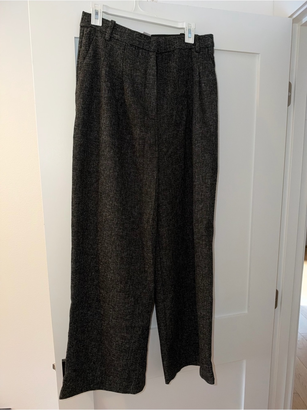 H&M Wide-Leg High-Rise Trousers in Charcoal